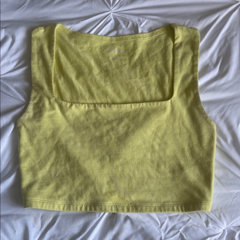 wild fable Lemon Square-Neck Crop Tank